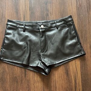Boohoo High Waist Black Leather Shorts